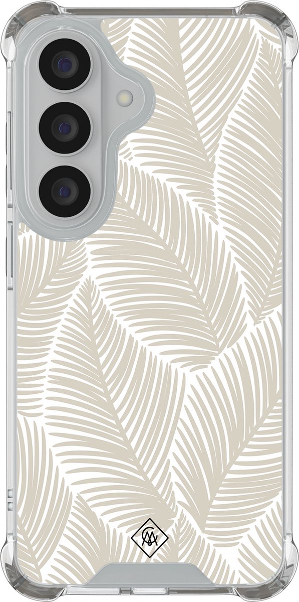 Casimoda® hoesje - Geschikt voor Samsung Galaxy S26 Plus - Palmy Leaves Beige - Shockproof case - Extra sterk - TPU/polycarbonaat - Bruin/beige, Transparant