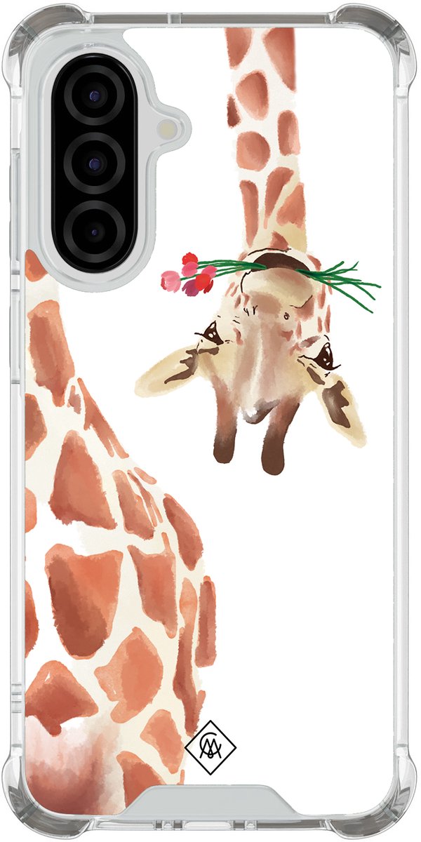 Casimoda® hoesje - Geschikt voor Samsung Galaxy A37 - Giraffe - Shockproof case - Extra sterk - TPU/polycarbonaat - Bruin/beige, Transparant