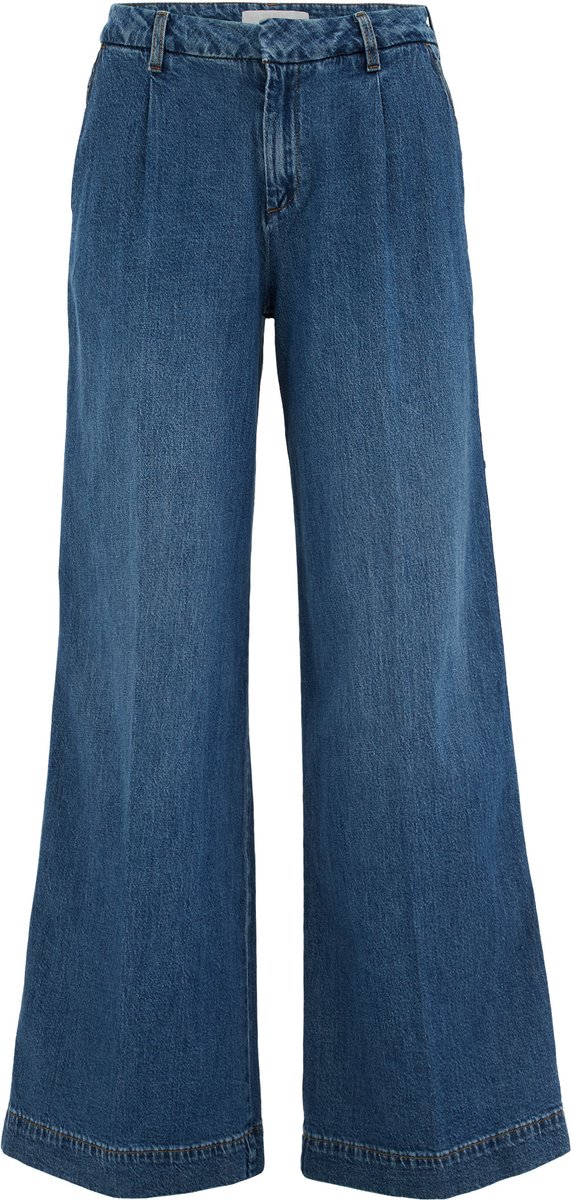 WE Fashion Dames wide leg jeans met bandplooi