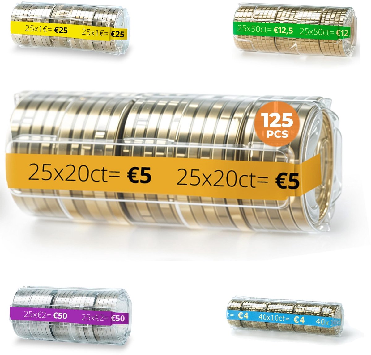 Solidchoice - 125 Muntenhulzen voor 20 Cent Munten, Europees Formaat