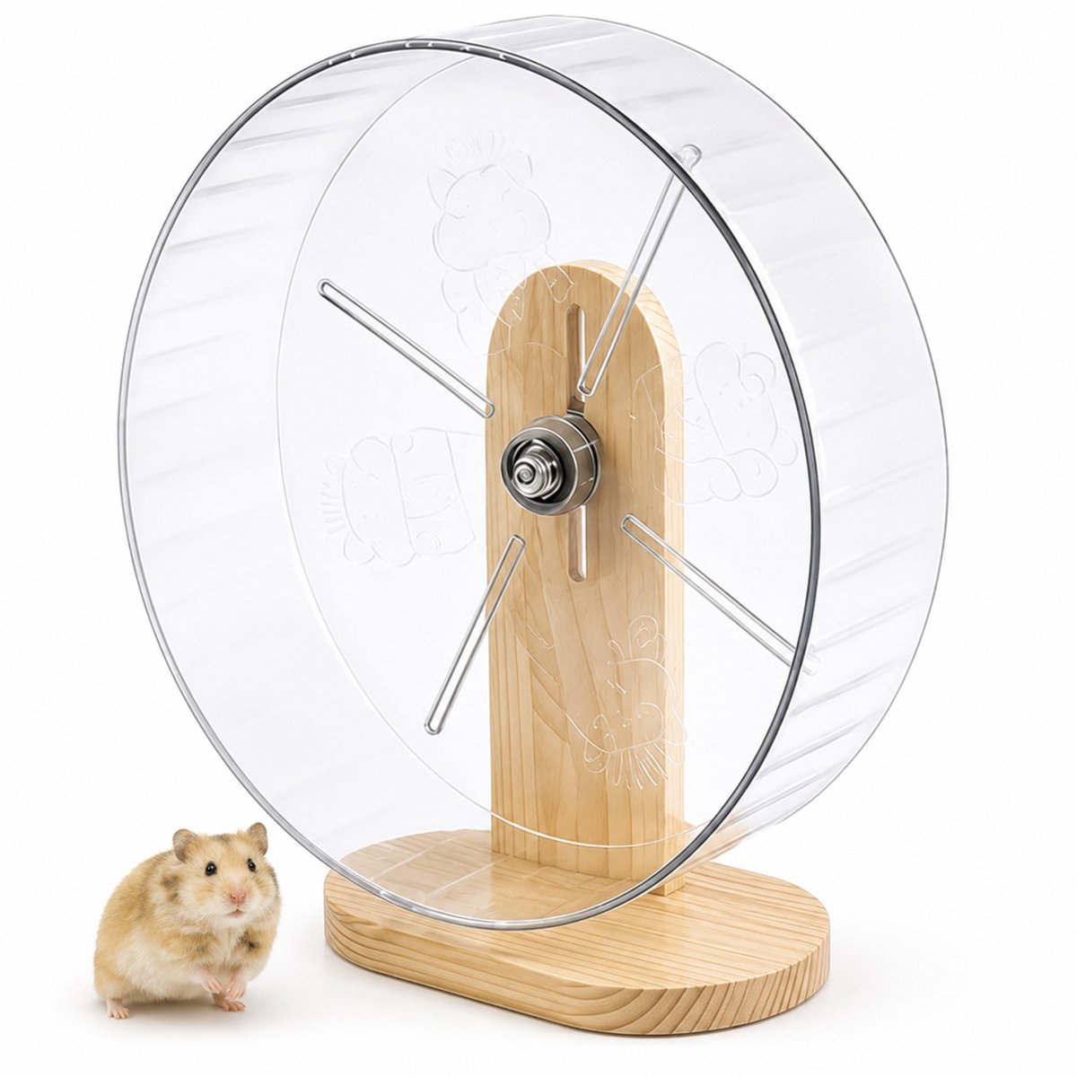 Bobypet - Hamsterloopwiel - Dierenwiel Sportwiel - Huisdier Beweging - Stil en Geruisloos - 24 cm - Transparant