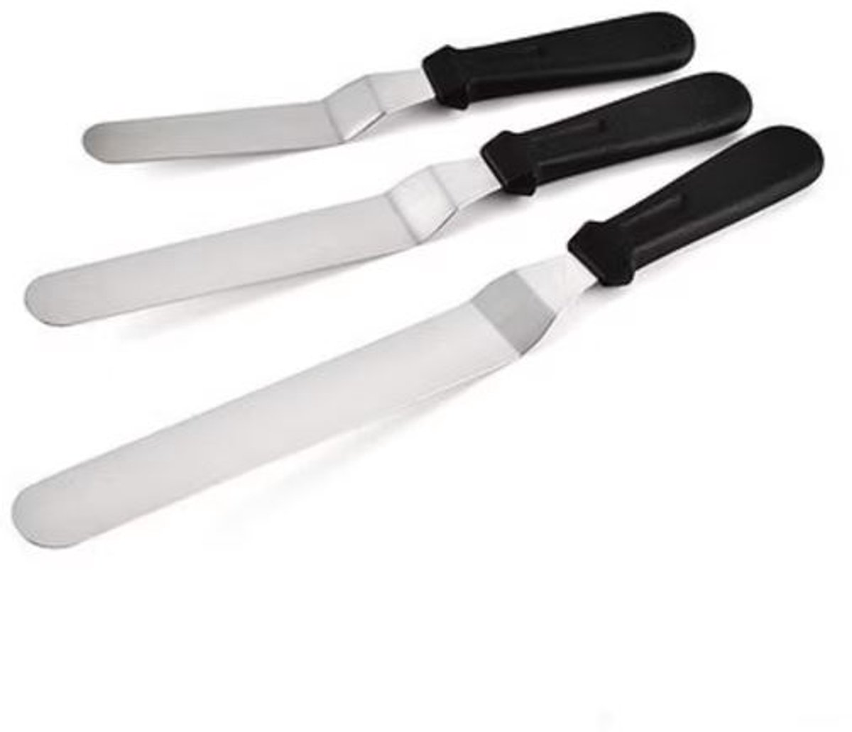 3x Paletmes - Glaceermes - Spatel - 27 / 32 / 38 cm - Taart/cake decoreren - Bakken - Bakaccessoire - Botercrème / fondant uitspreiden - Glazuren - Keukengerei - Set van 3 stuks - Jonyx