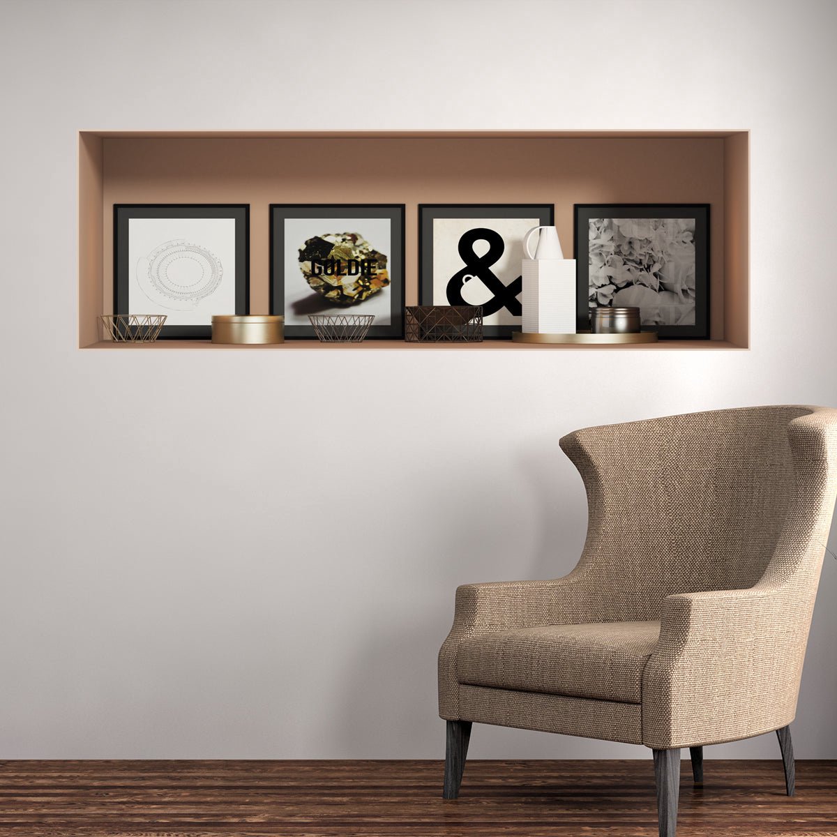 Ambiance Sticker Sticker met 3D-effect, 4 artistieke frames, 30 x 90 cm Multi color