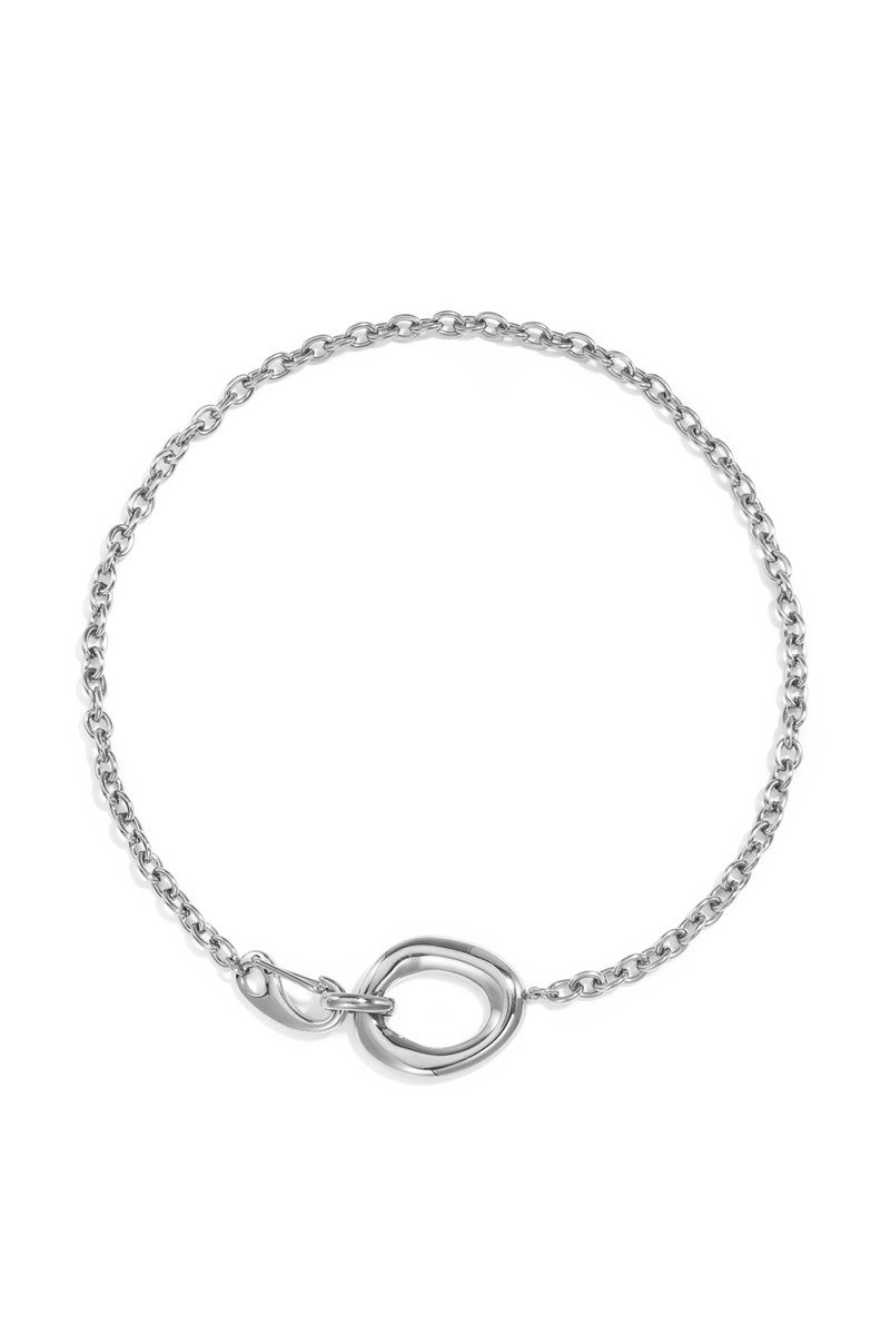 Bijoutheek Collier Organische Cirkel Voorsluiting Zilverkleurig
