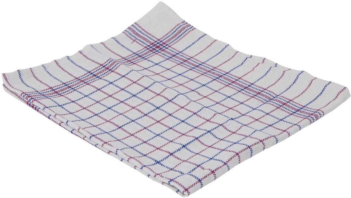 Theedoek Blok ChiaMo.nl Wit/Rood/Blauw 70 x 70 cm