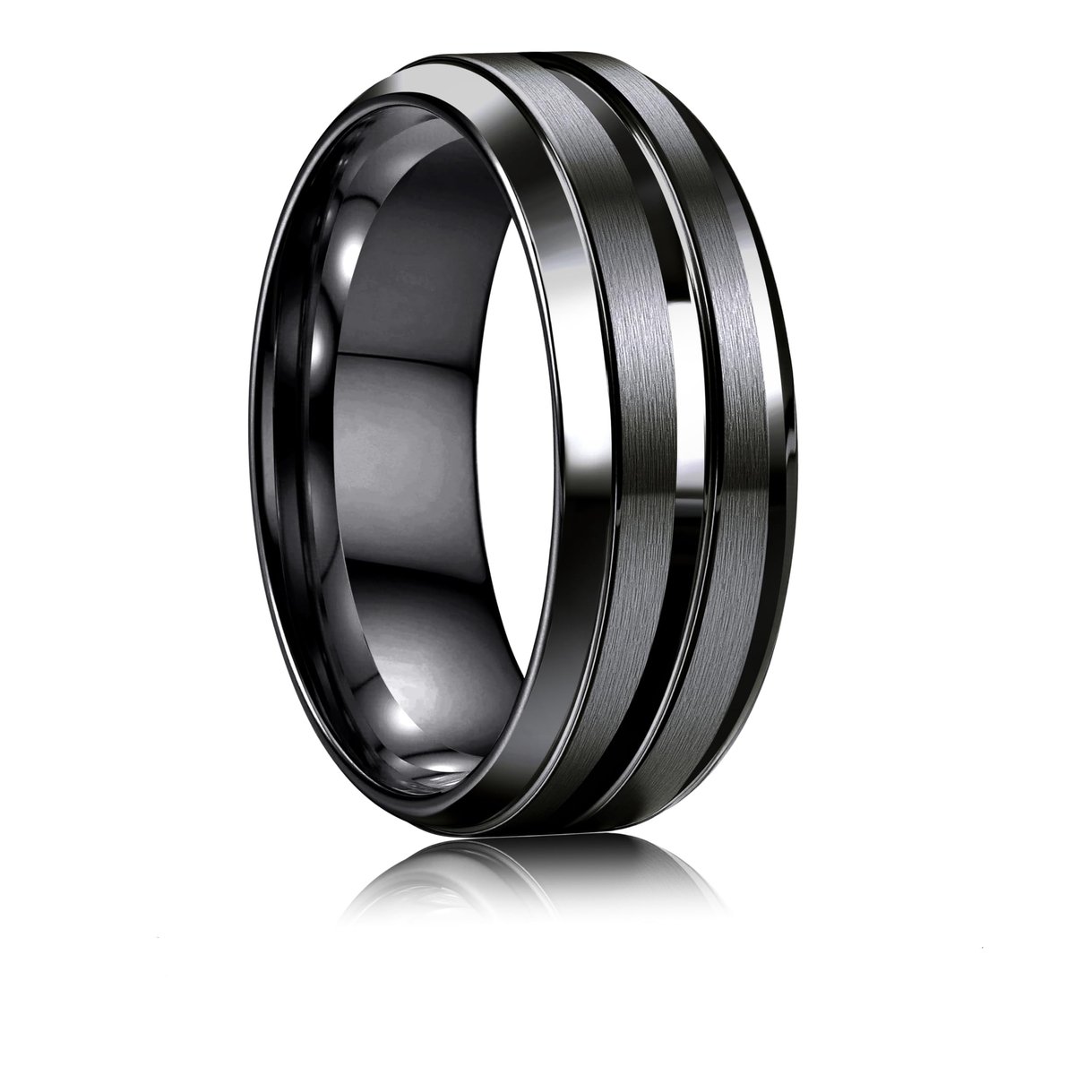 Solidchoice - 8 mm Roestvrijstalen Ring voor Heren en Dames - Goud/Zwart/Zilver