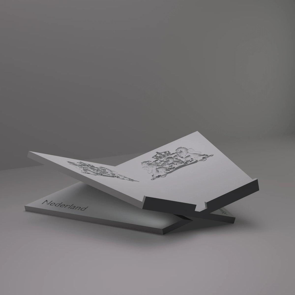 3d-gezellig Grote Boekenstandaard Nederland - Boekensteun - Boekenhouder - Book Holder - 46*31*12 cm - Grijs - 100% gerecycled PLA (bioplastic)