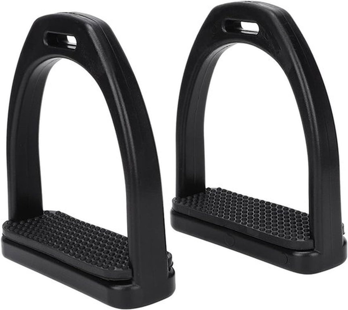 Veiligheidsbeugels voor paardrijden - 2 stuks zwarte kunststof met antislip rubberen pad, ideaal voor jeugd en volwassenen, accessoires voor comfortabel paardrijden
