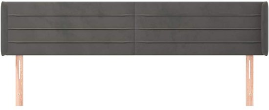 vidaXL - Hoofdbord - met - randen - 203x16x78/88 - cm - fluweel - donkergrijs