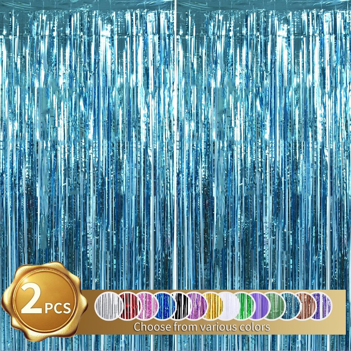 Solidchoice - Set van 2 Metallic Lametta Gordijnen voor Feestdecoratie