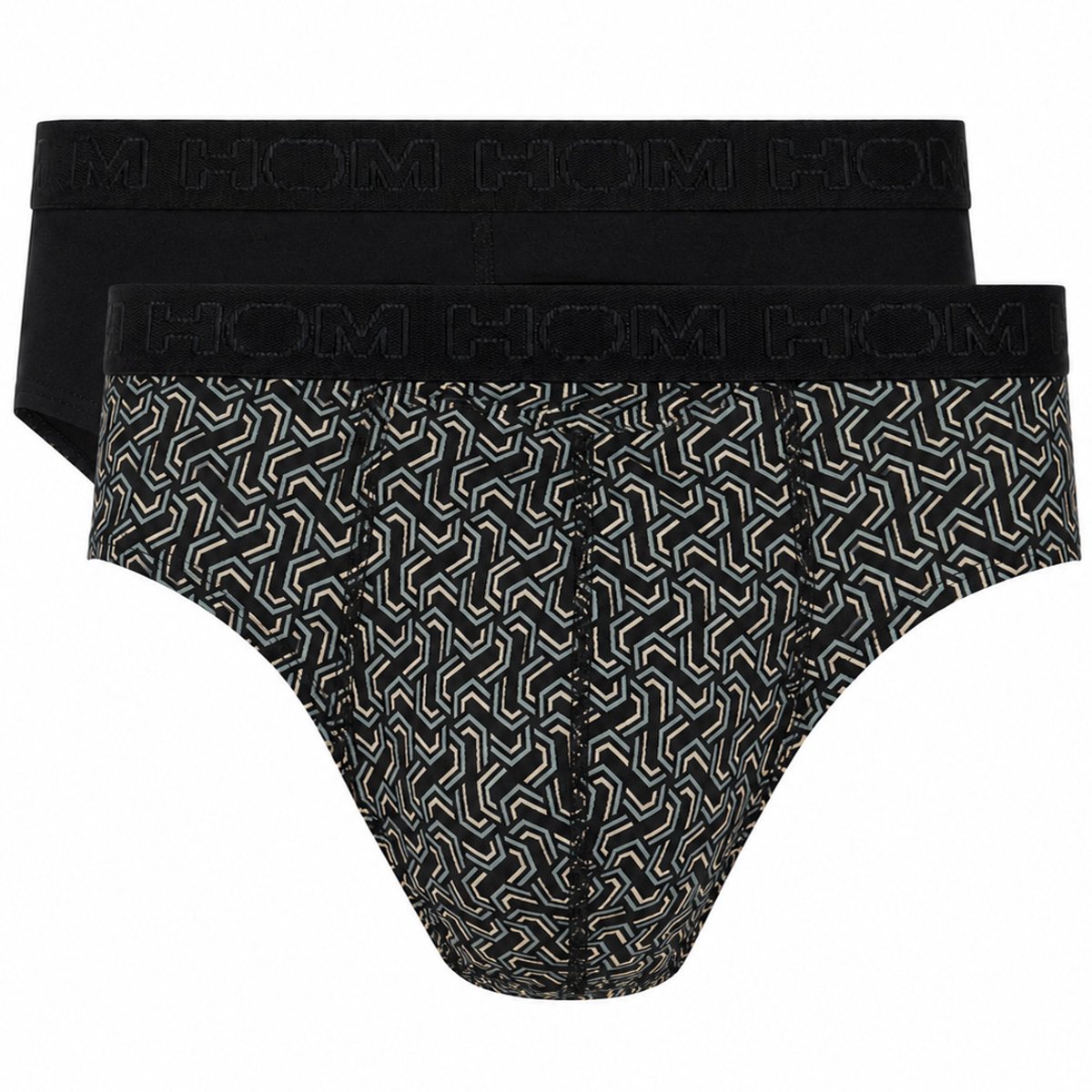HOM - Tom Mini Briefs H01 2pack - Black/Black print - mannen - XL