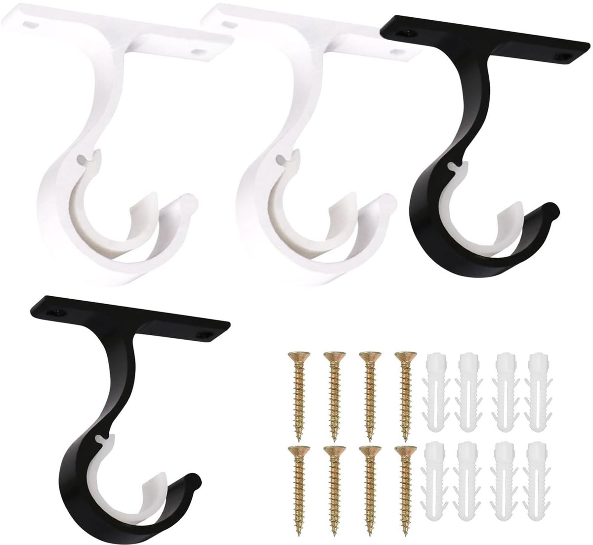 Solidchoice - Set van 4 Aluminium Gordijnroede Beugels