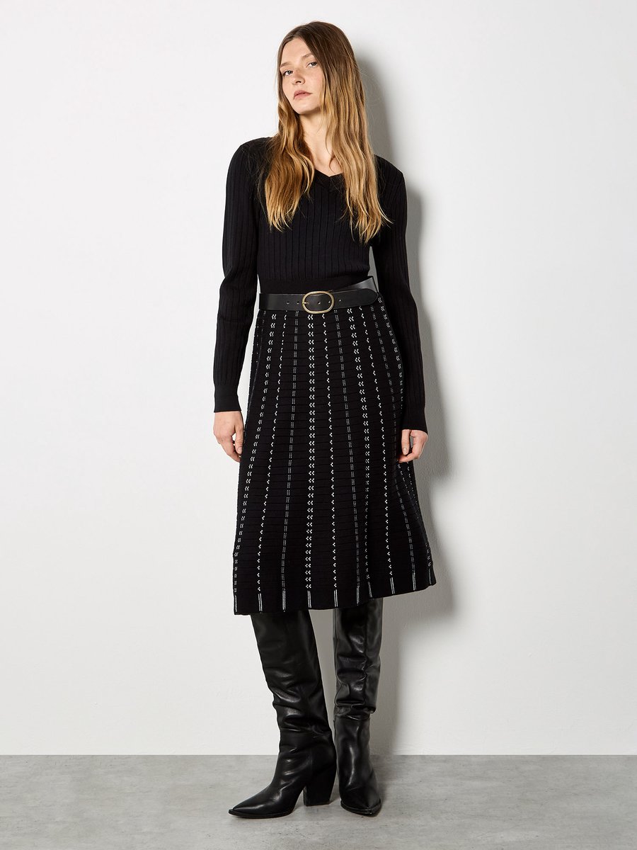 Mini Chevron Stripe Knitted Midi Dress