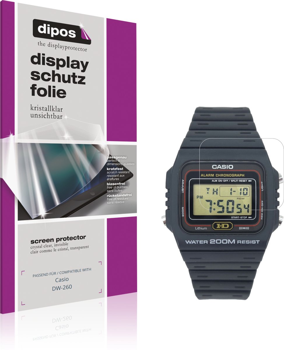 dipos – 6x Beschermfolie geschikt voor Casio DW-260 | Krasbestendige & heldere Screenprotector Ultra-Thin