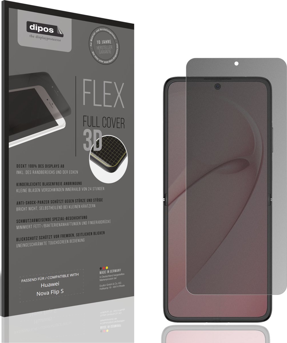 dipos FLEX – Matte Privacy Screenprotector geschikt voor Huawei Nova Flip S Innenseite | Volledige Schermbescherming | Case-Friendly