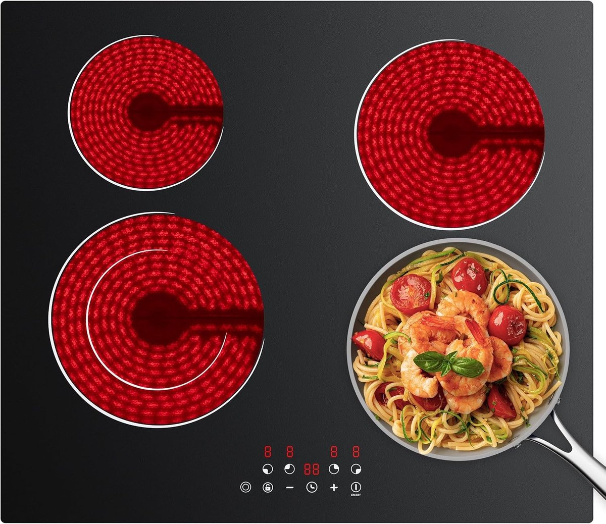 Keramische Kookplaat - Zwart - 59 cm - Met Touchbediening en 4 Kookzones - Voor Gezinnen