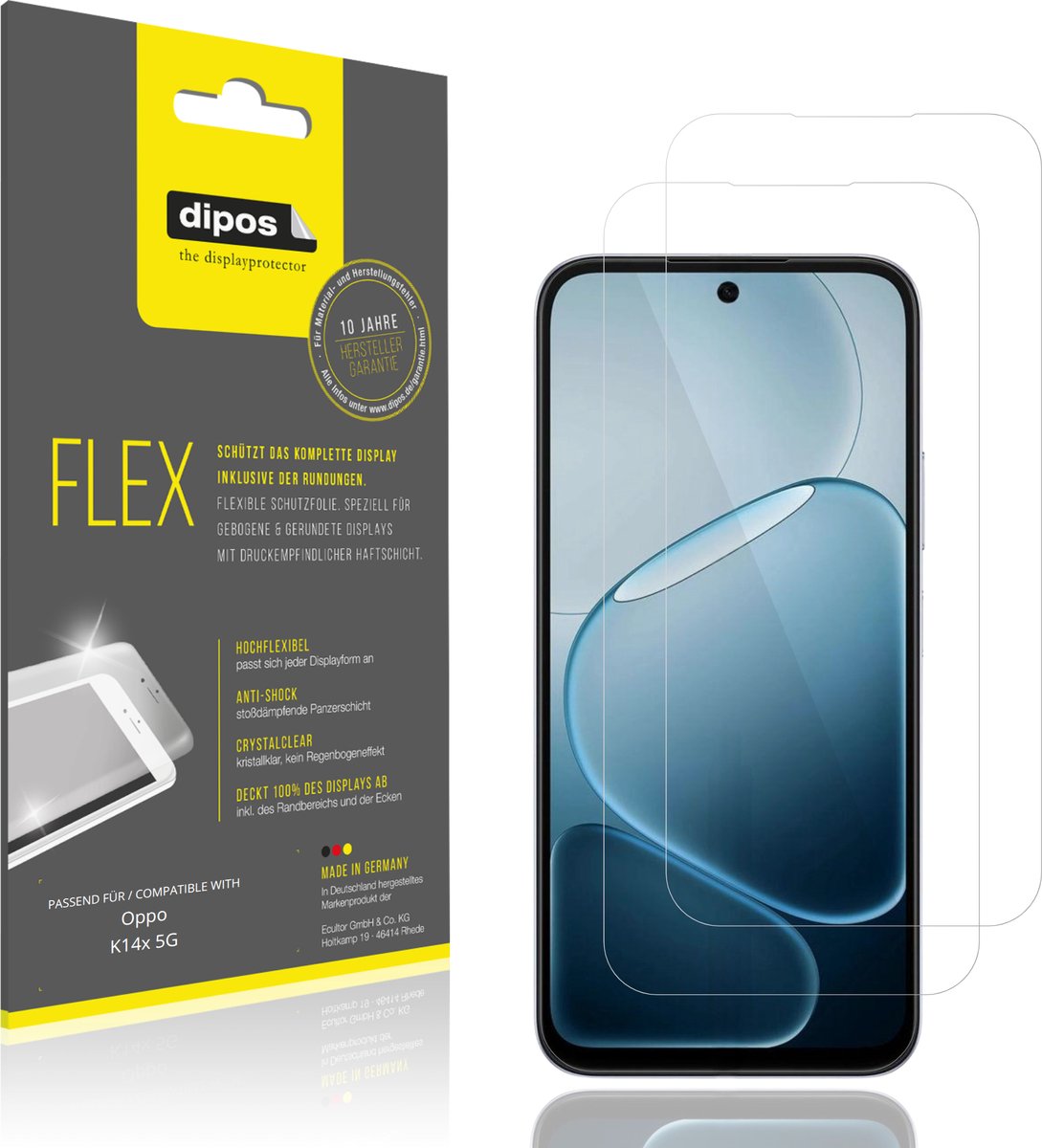 dipos – 2x Beschermfolie geschikt voor Oppo K14x 5G | 3D Full Cover Screenprotector | 100% Passend