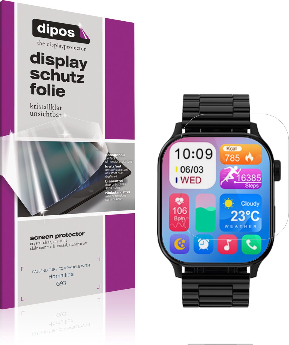 dipos – 6x Beschermfolie geschikt voor Homailida G93 | Krasbestendige & heldere Screenprotector Ultra-Thin