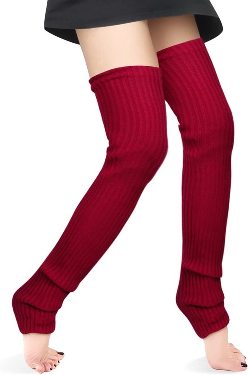 Dikke, Lange Beenwarmers voor Dames - Ribbelgebreide, Voetloze Kousen voor de Winter, Ideaal voor Thigh High Stijl en Warmte