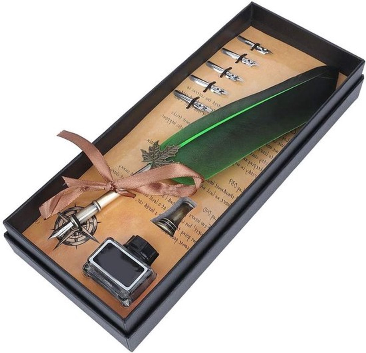 Vintage Veerpen Set voor Calligrafie met Inkt en Geschenkdoos - Perfect voor School, Kinderen en Creatieve Projecten tijdens Feestdagen