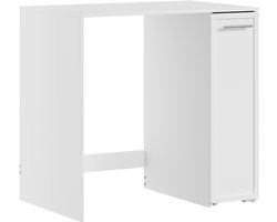 SoBuy Wasmachine Kast Wit MDF met Zijdeur en Wieltjes - Wasmachine Meubel Ombouw voor Wasdroger - Vlakke Afwerking | BZR229-W