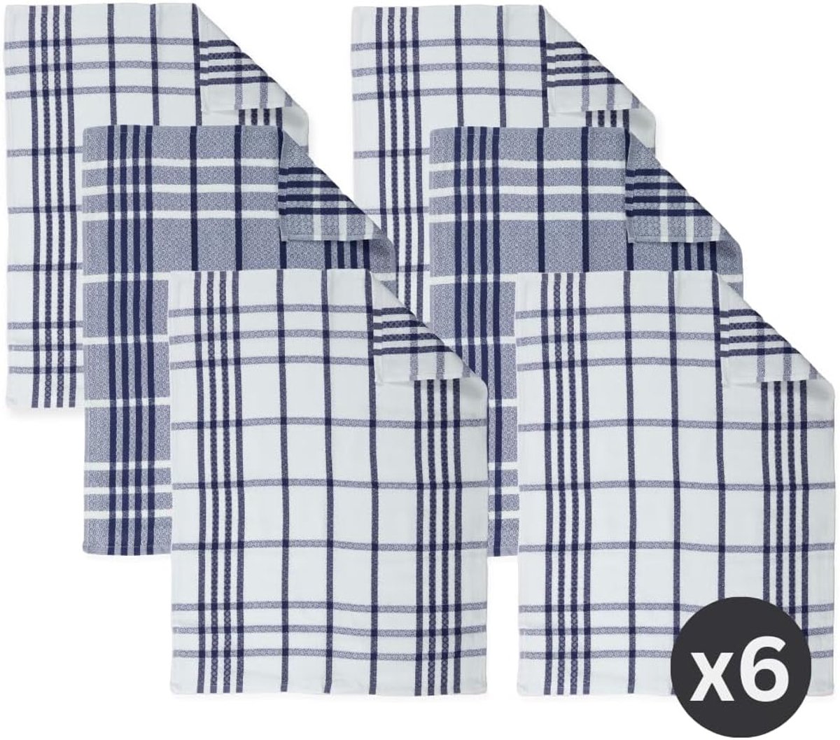 Tiseco Home Studio - Kitchen Towels - SET/6-100% organic cotton - Ultra-absorbent and quick-drying - 50x70cm - Blue - ShopVlot