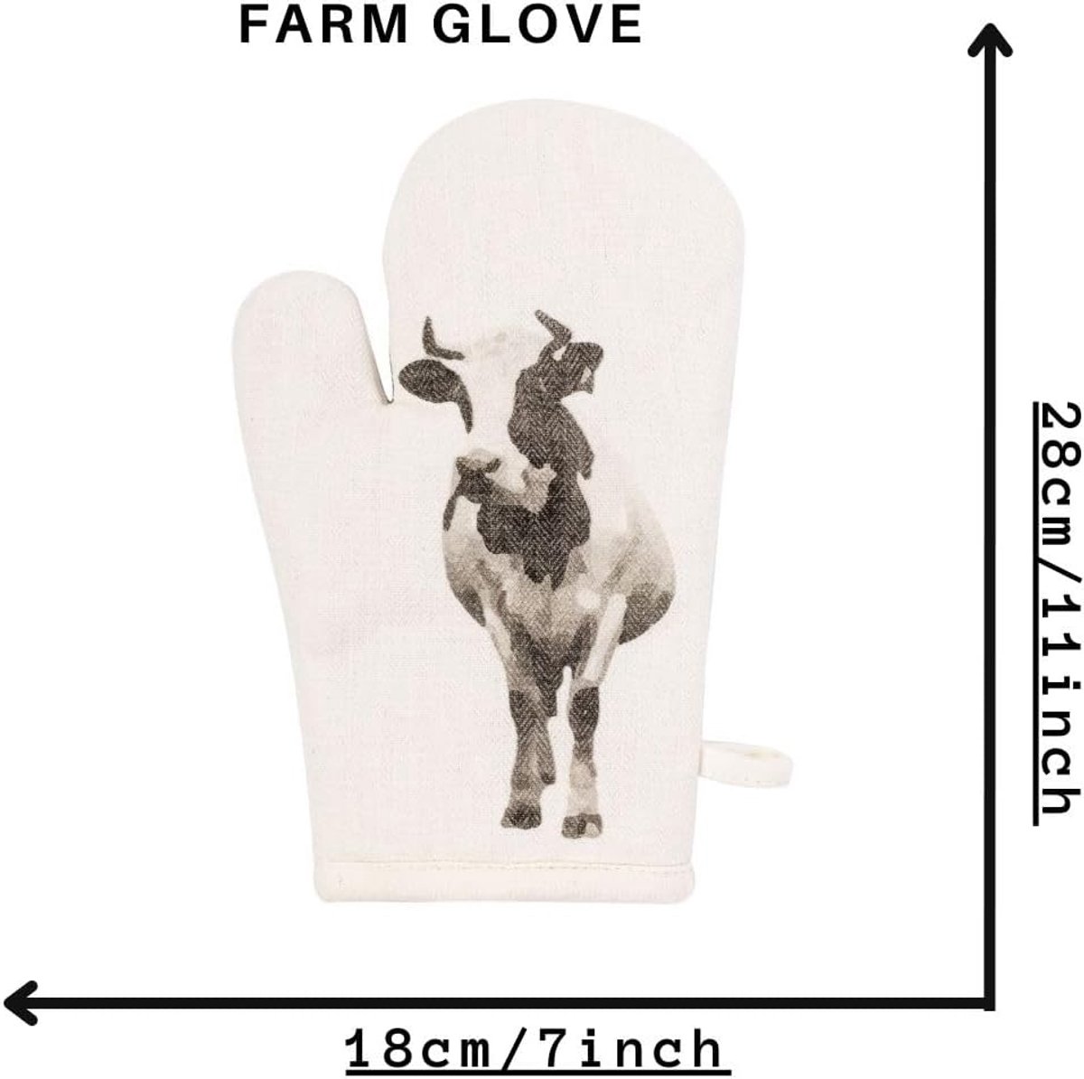 Tiseco - Glove Farm - cow - handy hanging loop - ultimate protection - 100% cotton - 18x28cm - ShopVlot