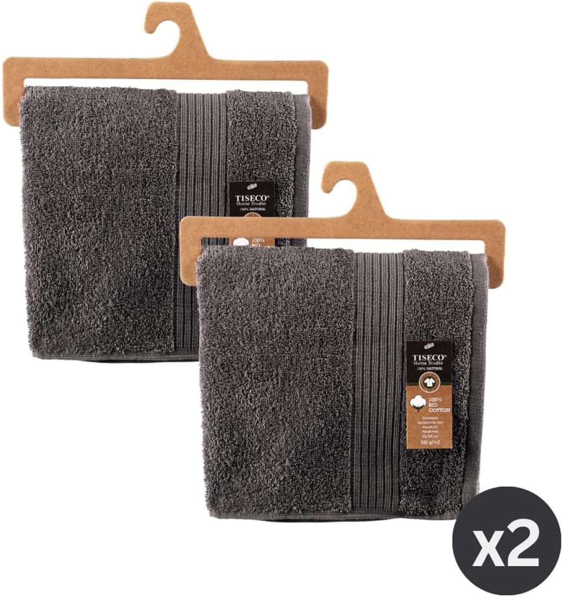 Tiseco Home Studio - Bath towel EDEN - SET/2-100% organic cotton - 500g/m2 - with hanging loop - organic cotton - ShopVlot