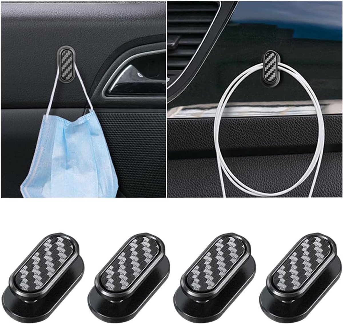 JNNJ 4Pcs Car Mini Hook, Multifunctional Car Self Adhesive Back Seat Hangers, Self Adhesive Cars Hanging Hooks, Car - ShopVlot