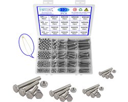 Rshuhx M3 M4 M5 M6 Moeren en Bouten Buitenhoek Zeskantschroef 304 Roestvrijstalen Zeskantbout Assortimentset met - ShopVlot