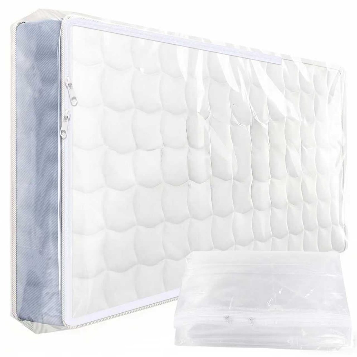 Matras Opberghoes 90 x 200 cm - Scheurbestendige Beschermhoes voor Matras, Kleding en Textielopslag - Waterdichte en Milieuvriendelijke Opbergzak tegen Stof en Vocht - Herbruikbare Matraszak voor Verhuizen, Opslag en Transport
