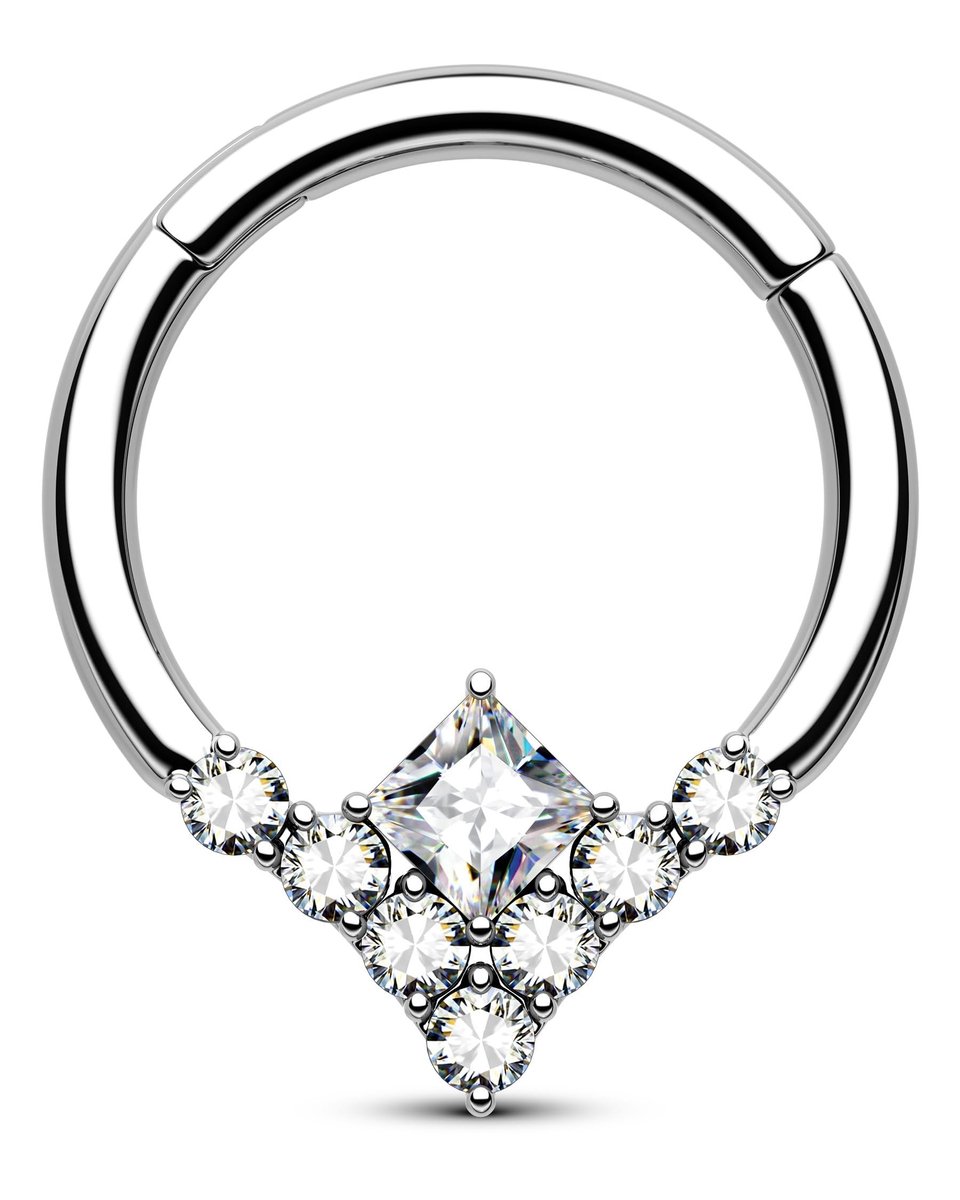 Solidchoice - G23 Titanium Septum Ring met Zirkonia - 16G 8mm