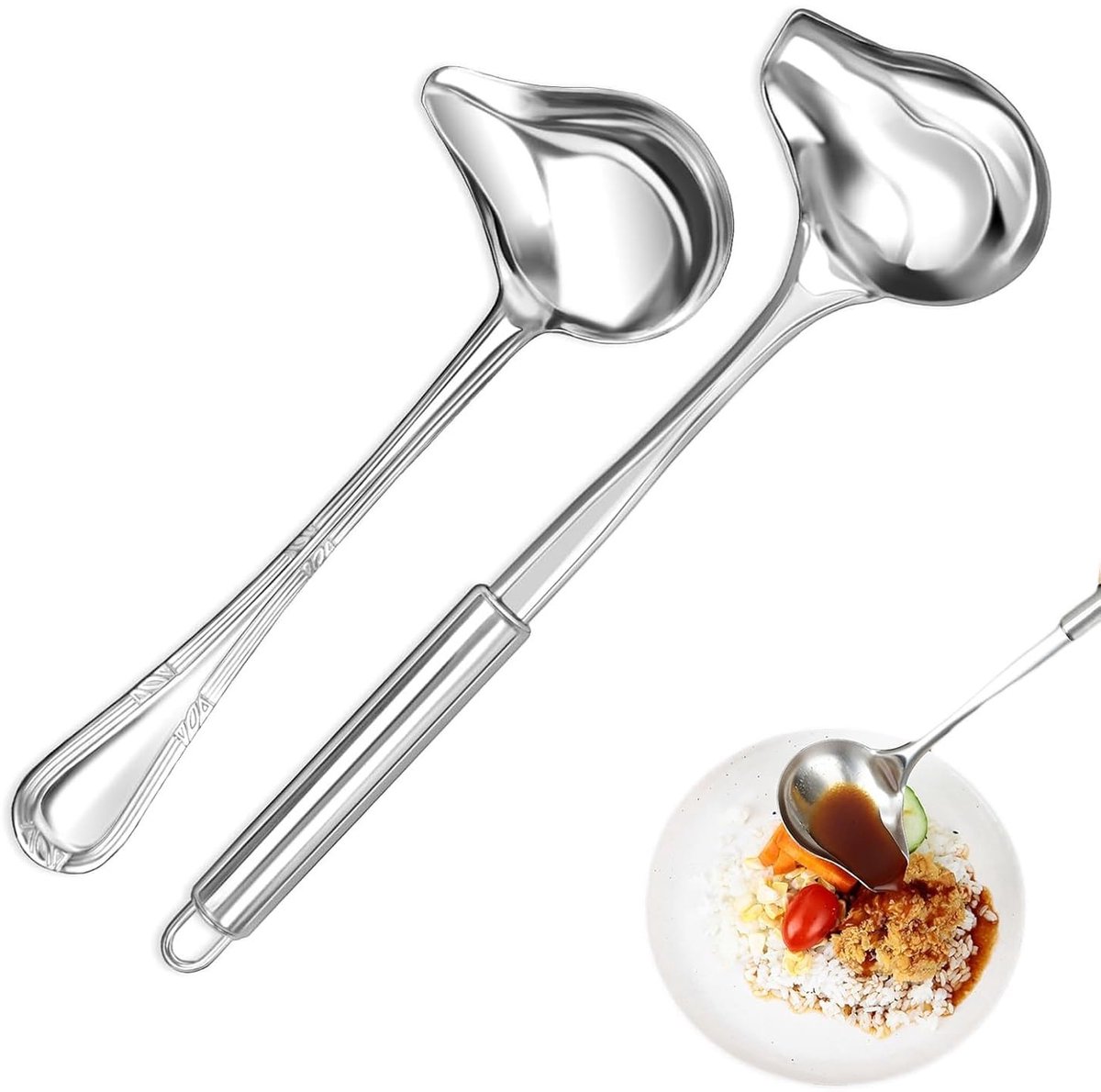 Solidchoice - Set van 2 RVS Soeplepels voor Keuken en Restaurant