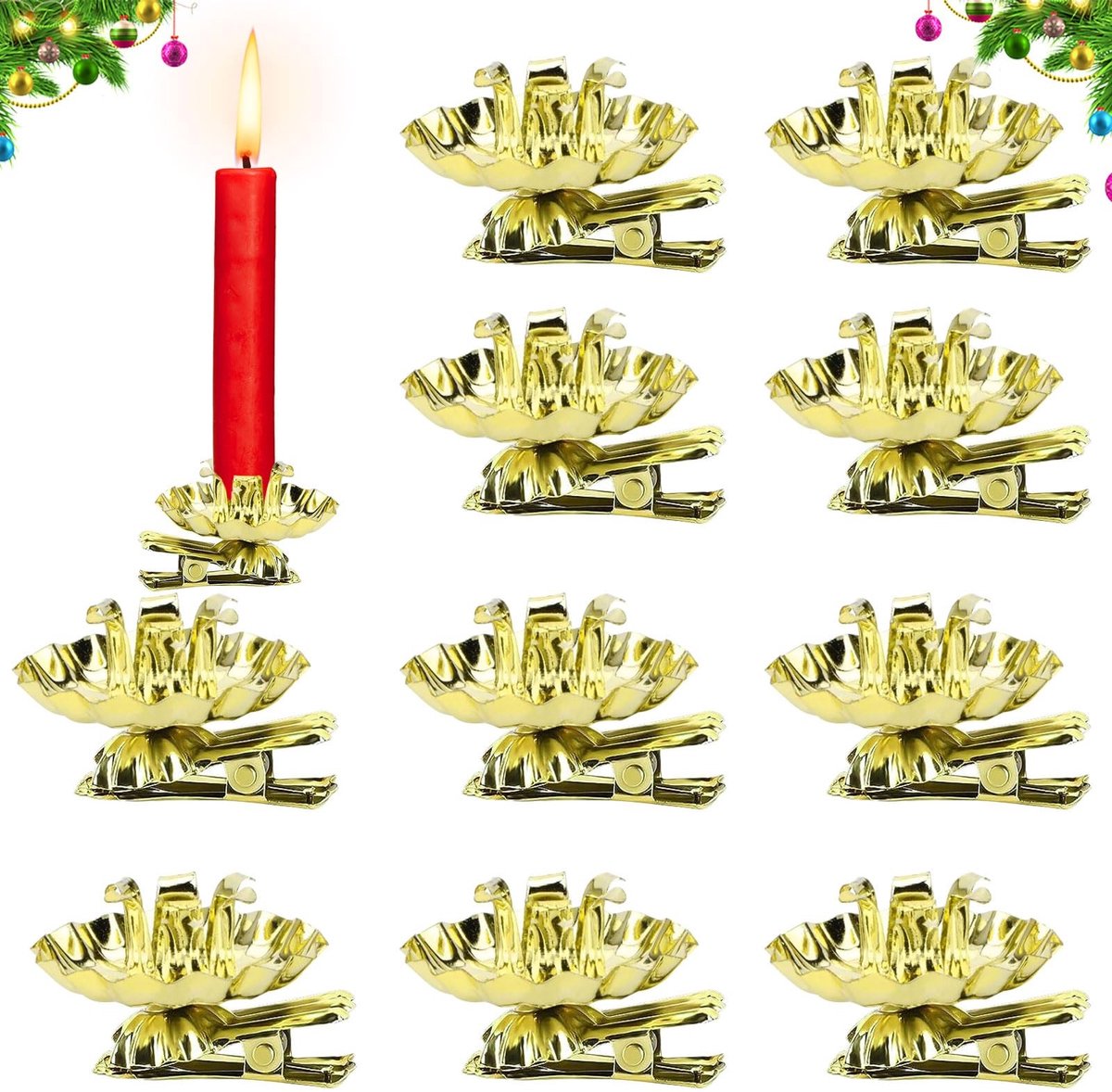 Solidchoice - Set van 10 Mini Kaarsenhouders voor Kerstdecoratie