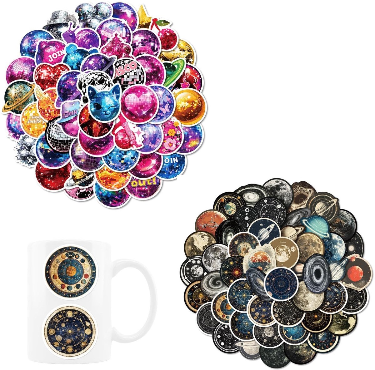 Solidchoice - 100 stuks Galaxie-stickerset - Waterdichte vintage stickers voor decoratie