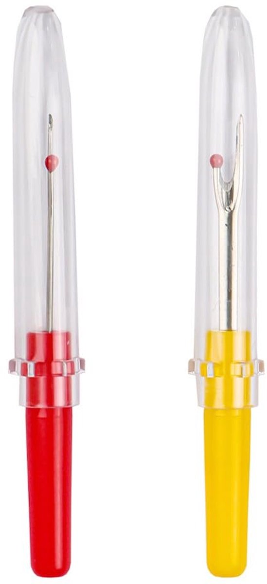 Set van 2 Tornmesjes - Professionele Naadscheider met Beschermkap - Voor het openen van naden en zomen - Geel en Rood