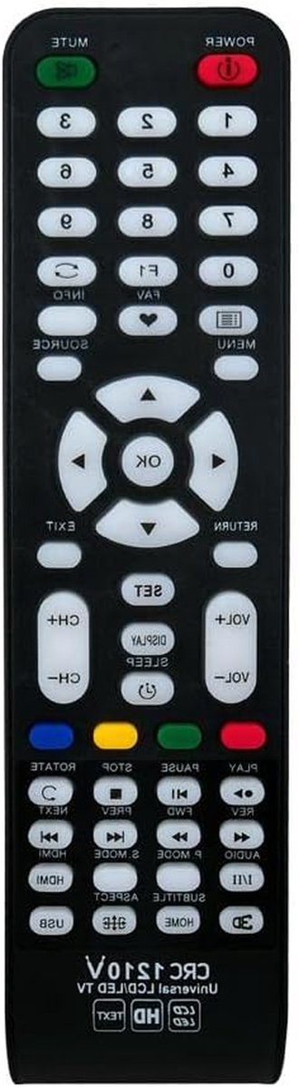 TV Afstandsbediening - Universele Bediening - Media Bedienen - Hoge Kwaliteit - 200 Gram - Zwart