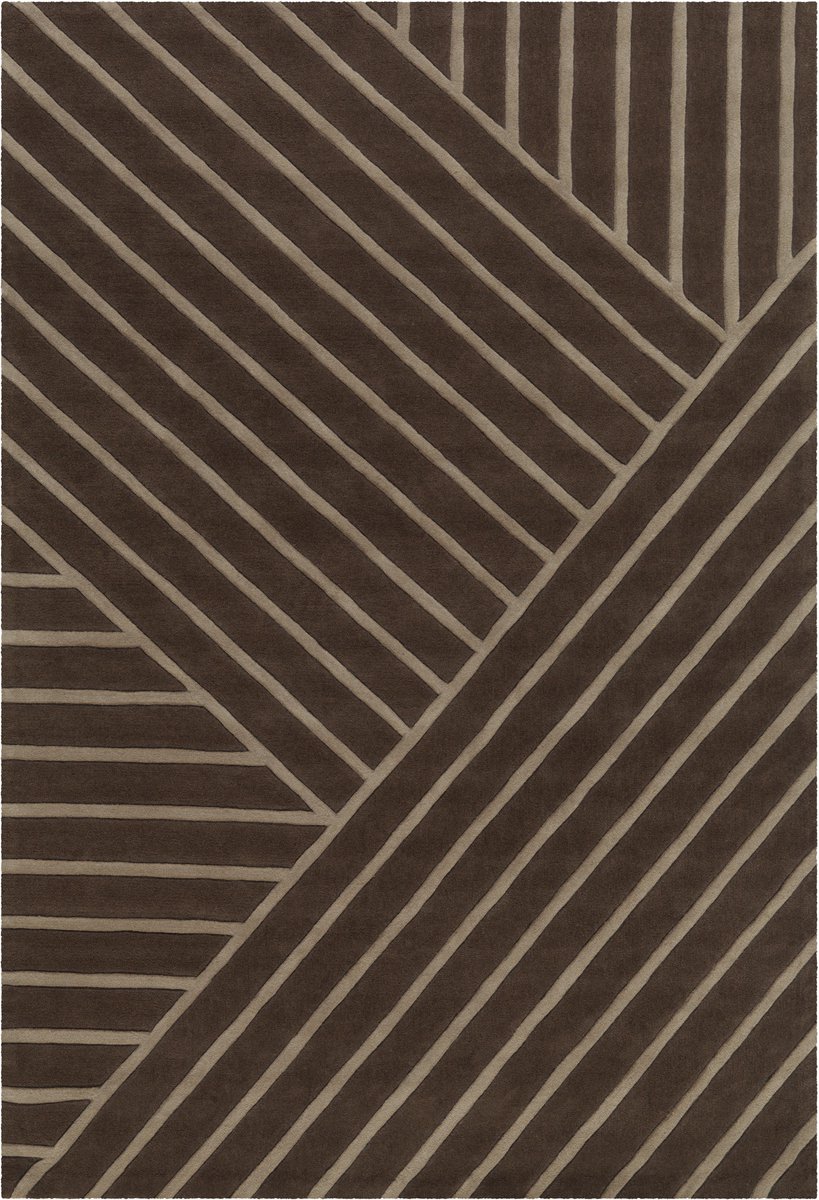Padiro laagpolig vloerkleed 200 x 300 cm - taupe - modern geometrisch patroon - geschikt voor vloerverwarming - van modacryl