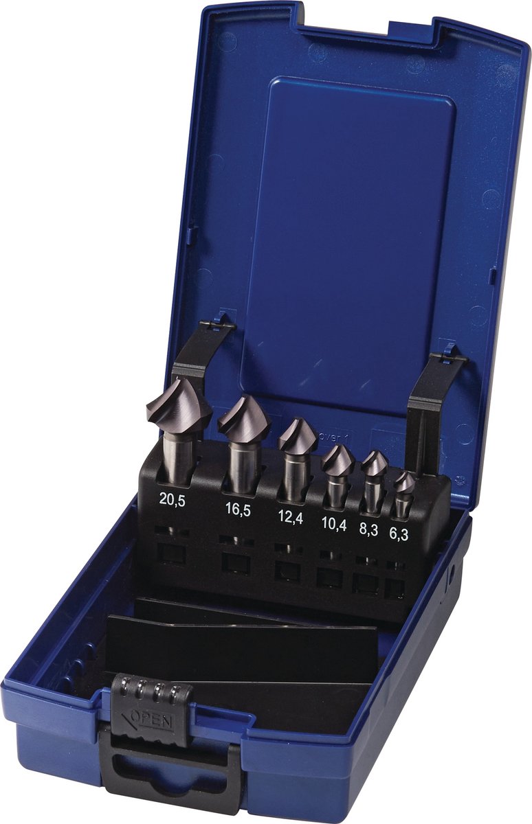 Kegelverzinkerset DIN 335C 90Grad 6,3-20,5mm HSS-Co TiAlN 6-delig Ku.-Kass.TECWERK