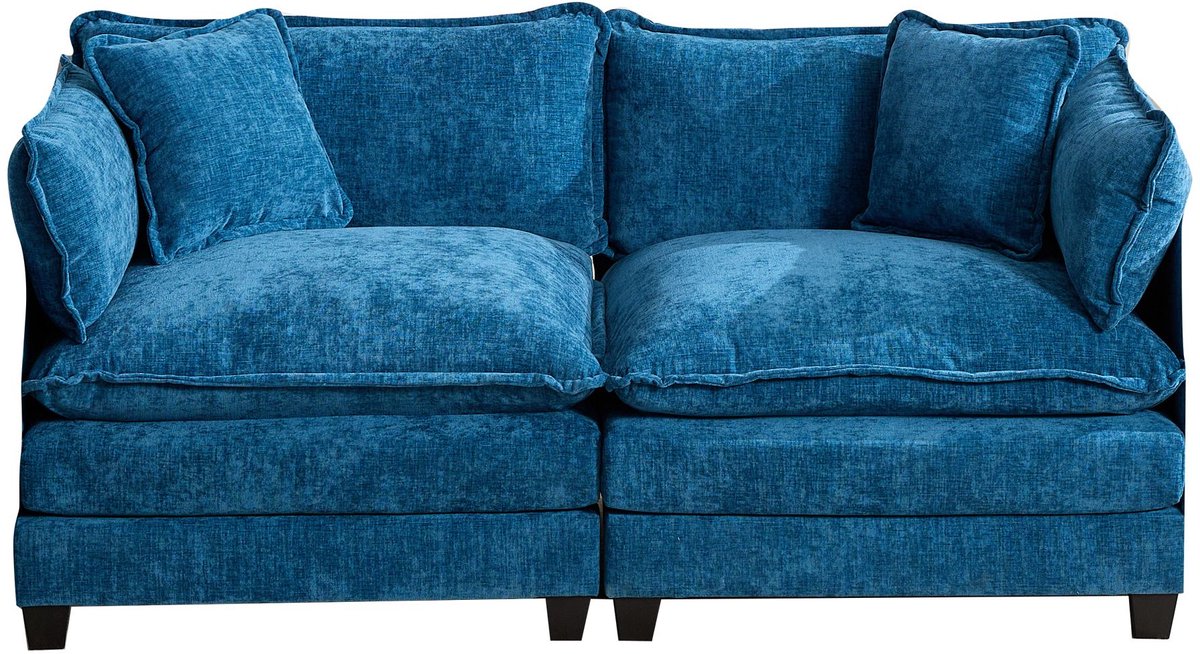 Cloud Bank 2 Zits - Moderne Chenille Sofa Met Dubbele Kussens En Modulair Design Blauw