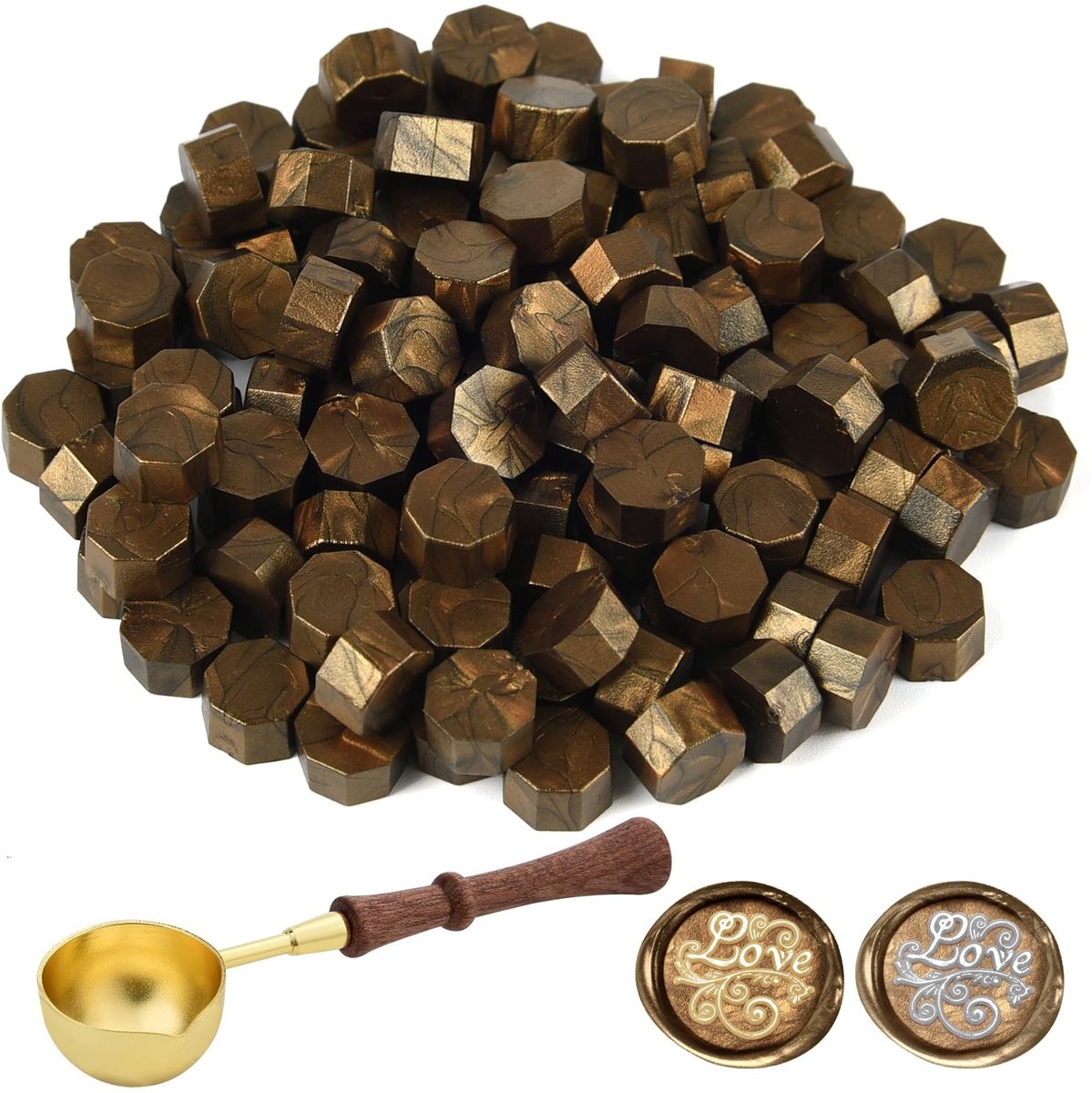 Solidchoice - 300 Stuks Sealing Wax Koffiebruin met Smeltlepel voor Uitnodigingen en Cadeaus