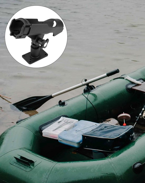 Set van 2 hengelsteunen voor boten - Draaibare visstoel - Bootsteun - Hengelhouder - Eenvoudige installatie - Stevig en duurzaam - 360° draaibaar - Geschikt voor boten en kajaks - Nylon - Zwart — afbeelding 4