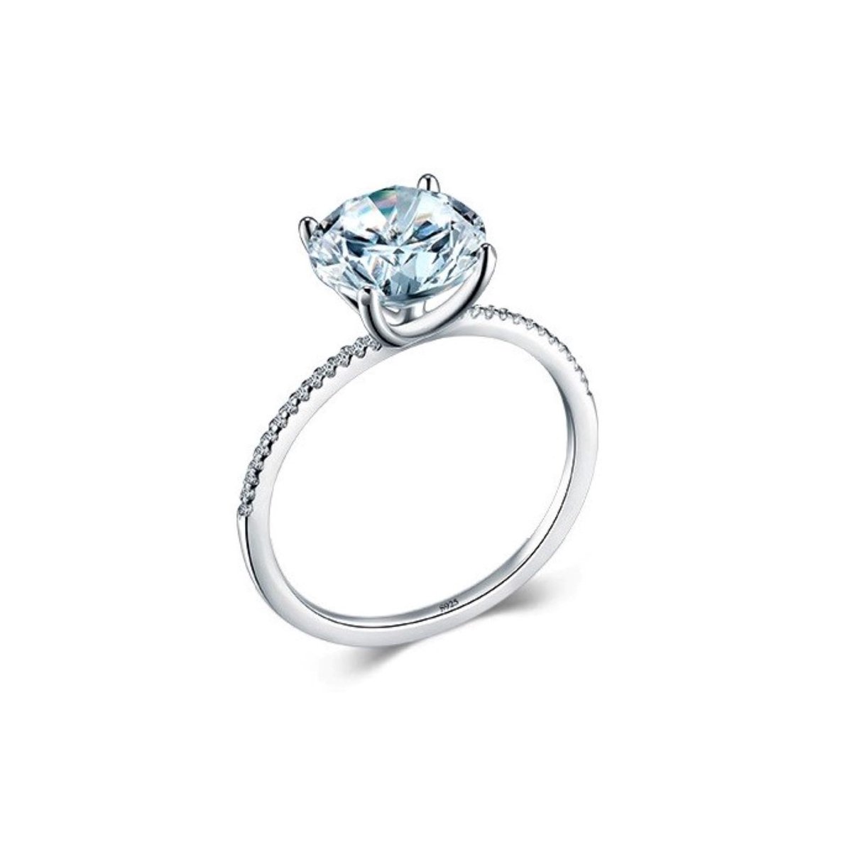 Solidchoice - Sterling Zilver 925 Dames Ring met 3ct Ronde Briljant CZ Diamant