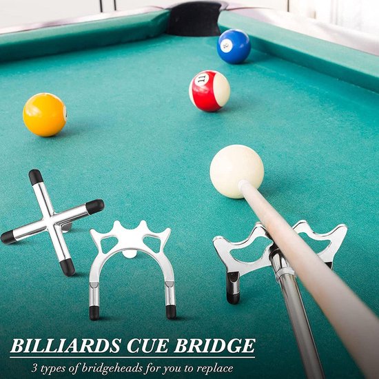 Solidchoice - Retractable Billiard Cue Bridge met 3 Verwisselbare Koppen — afbeelding 5