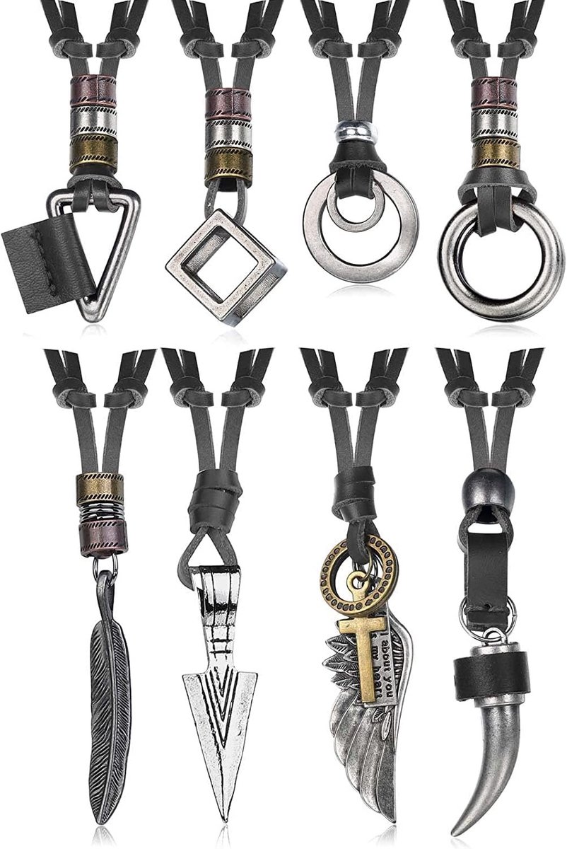 Solidchoice - Set van 8 Vintage Lederen Hangers voor Mannen en Vrouwen