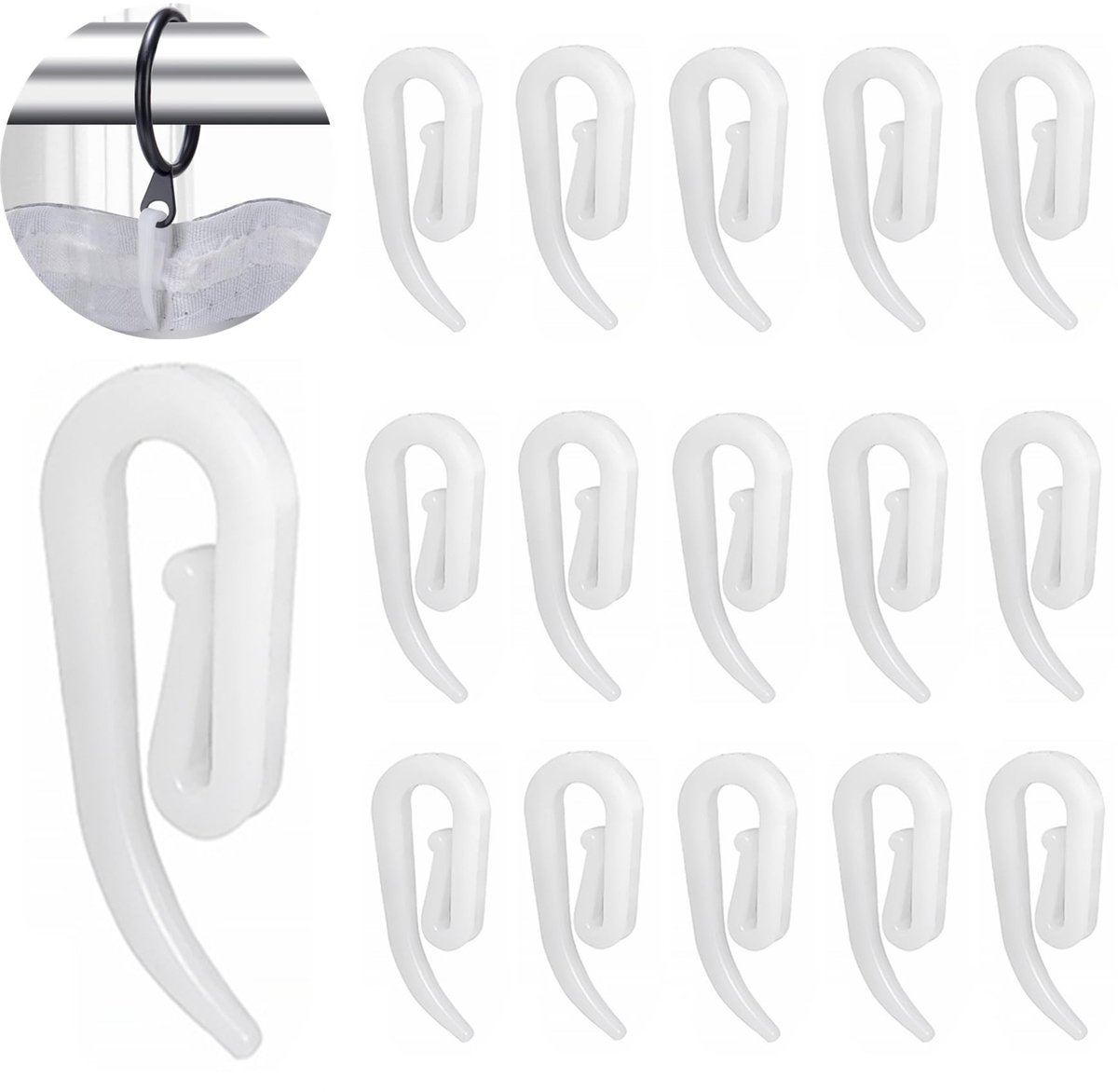 Solidchoice - Set van 200 Witte Plastic Gordijnhaken