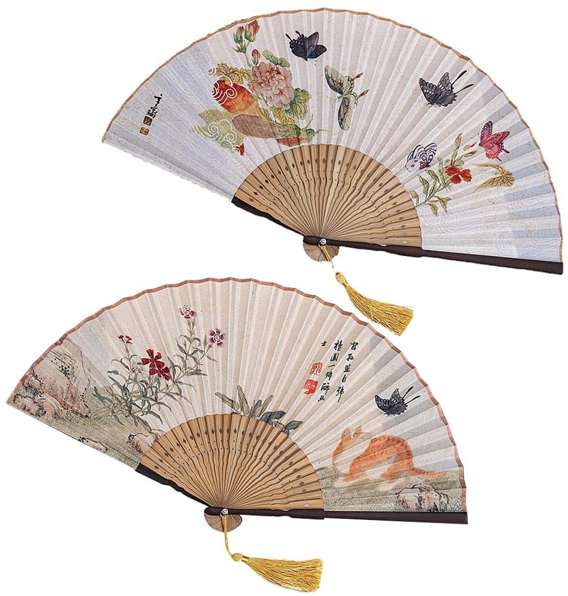 Solidchoice - Set van 2 Vintage Zijde Vouwfans voor Bruiloften en Feesten