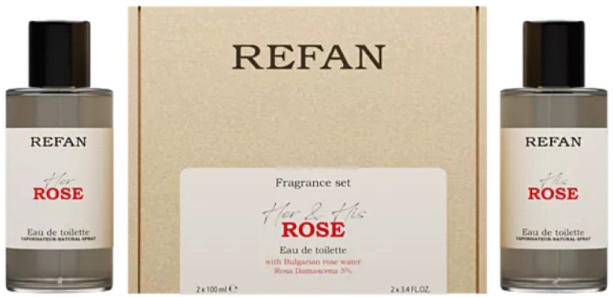 Parfum set HER & HIS ROSE EAU DE TOILETTE - geur voor haar en geur voor hem - rozen accenten 2x100ml