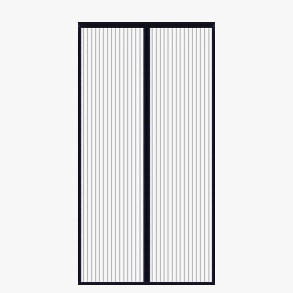 Magnetische hordeur — Geschikt voor deuropeningen van 36,0 x 80,0 inch; geschikt voor toegangsdeuren of schuifdeuren; handsfree, sluit automatisch; houdt insecten buiten en laat frisse lucht door; ontwerp met zwarte strepen.