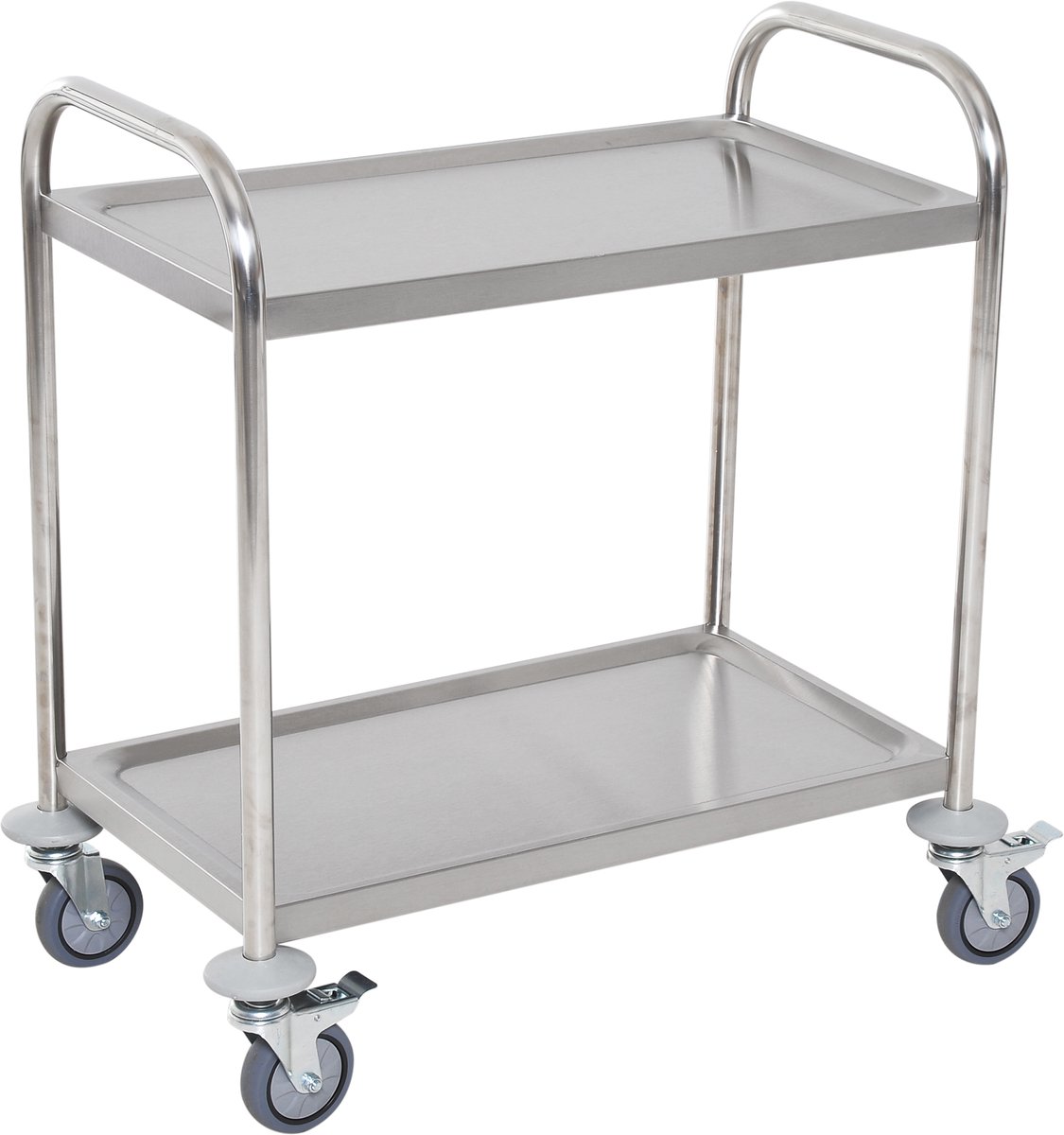 Serveerwagen voor keuken - op wielen - 2 legplanken - 80 x 45 x 82 cm - roestvrij staal - verchroomd